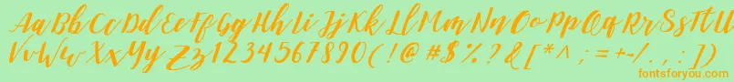 DanieshaForPersonalUse Font – Orange Fonts on Green Background