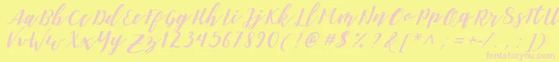 DanieshaForPersonalUse-fontti – vaaleanpunaiset fontit keltaisella taustalla