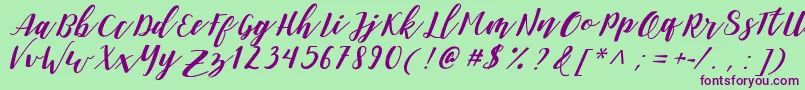 DanieshaForPersonalUse Font – Purple Fonts on Green Background