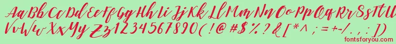 DanieshaForPersonalUse Font – Red Fonts on Green Background