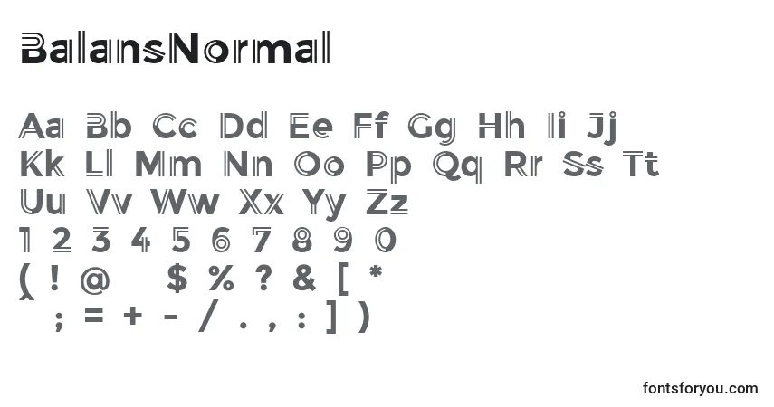 A fonte BalansNormal – alfabeto, números, caracteres especiais