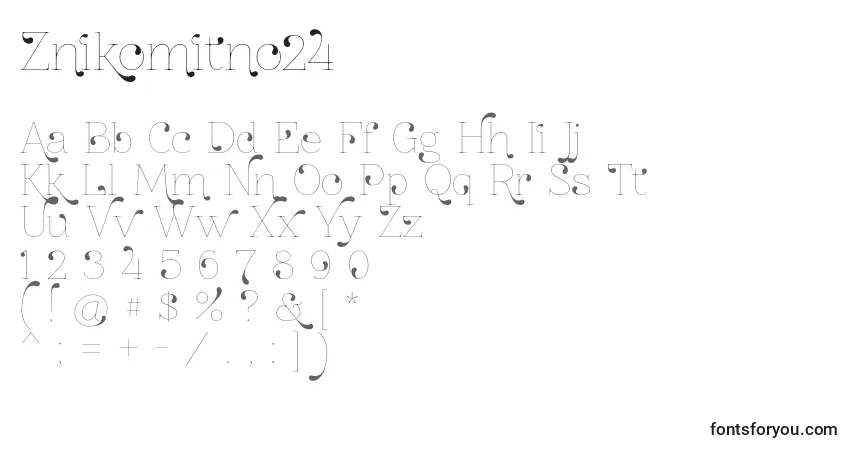 A fonte Znikomitno24 – alfabeto, números, caracteres especiais