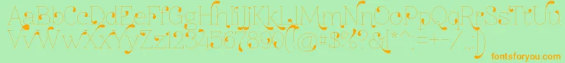 Znikomitno24-Schriftart – Orangefarbene Schriften auf grünem Hintergrund