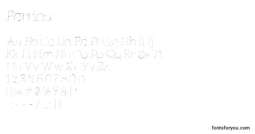 Шрифт Ferrica – алфавит, цифры, специальные символы
