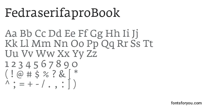 FedraserifaproBook-fontti – aakkoset, numerot, erikoismerkit