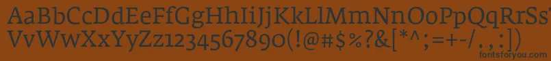 フォントFedraserifaproBook – 黒い文字が茶色の背景にあります