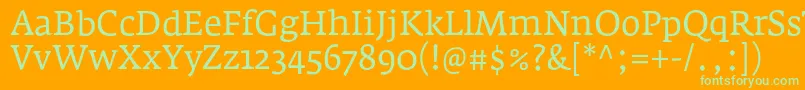 FedraserifaproBook Font – Green Fonts on Orange Background