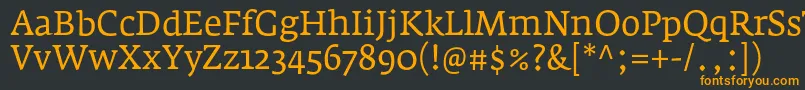 フォントFedraserifaproBook – 黒い背景にオレンジの文字