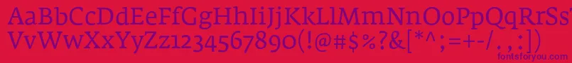 FedraserifaproBook Font – Purple Fonts on Red Background