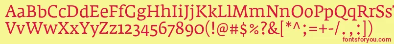 フォントFedraserifaproBook – 赤い文字の黄色い背景
