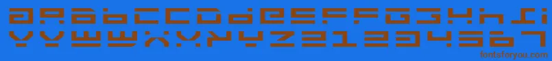 フォントRocketTypeExpanded – 茶色の文字が青い背景にあります。