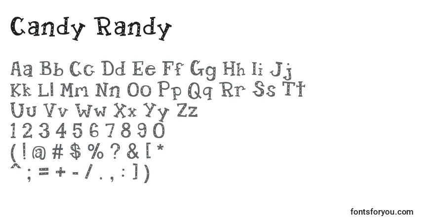 Czcionka Candy Randy – alfabet, cyfry, specjalne znaki