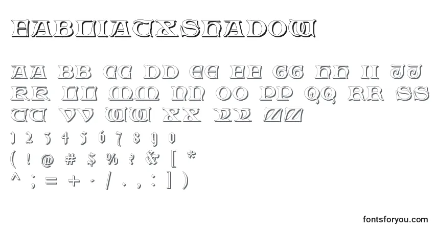 Czcionka FabliauxShadow – alfabet, cyfry, specjalne znaki