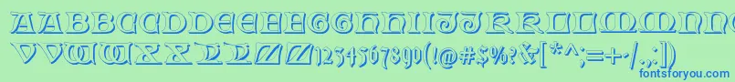 FabliauxShadow-Schriftart – Blaue Schriften auf grünem Hintergrund
