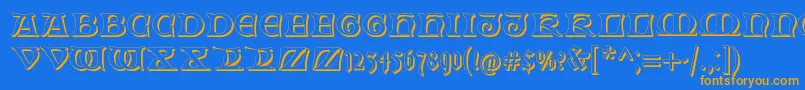 FabliauxShadow Font – Orange Fonts on Blue Background