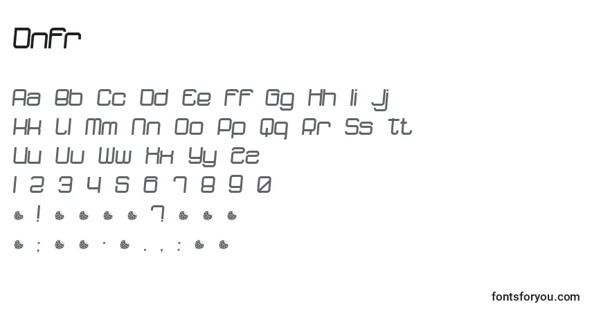 A fonte Dnfr – alfabeto, números, caracteres especiais