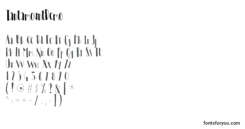 A fonte TantamountDemo – alfabeto, números, caracteres especiais