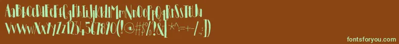 フォントTantamountDemo – 緑色の文字が茶色の背景にあります。
