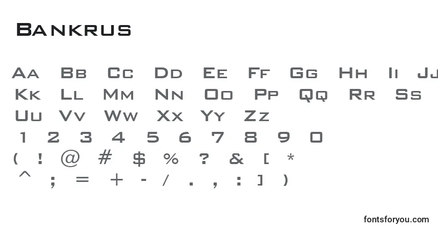 Schriftart Bankrus – Alphabet, Zahlen, spezielle Symbole