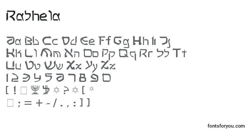 Czcionka Rashela – alfabet, cyfry, specjalne znaki