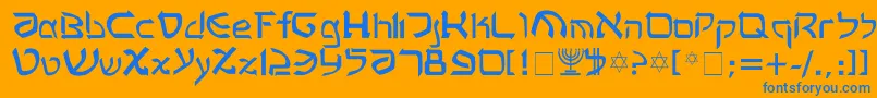 フォントRashela – オレンジの背景に青い文字