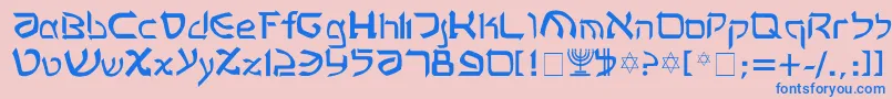 フォントRashela – ピンクの背景に青い文字