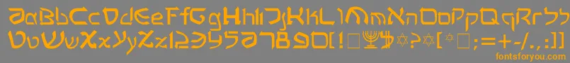 フォントRashela – オレンジの文字は灰色の背景にあります。