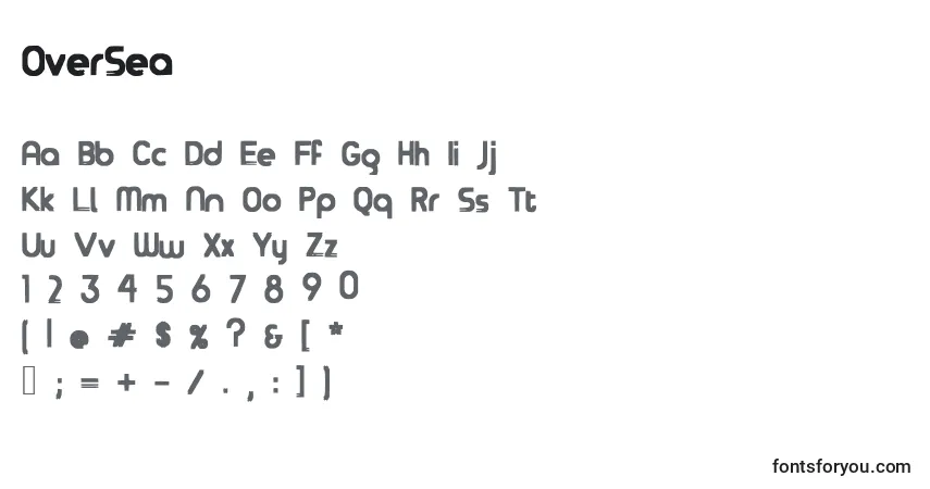 Schriftart OverSea – Alphabet, Zahlen, spezielle Symbole