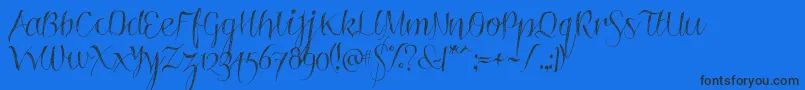 Roskrift-Schriftart – Schwarze Schriften auf blauem Hintergrund