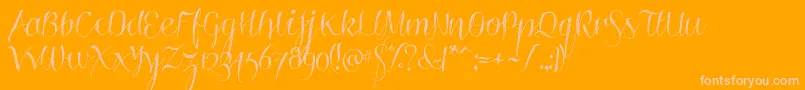 Roskrift Font – Pink Fonts on Orange Background