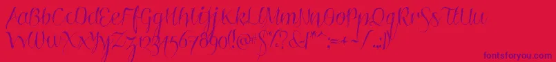 Roskrift-Schriftart – Violette Schriften auf rotem Hintergrund