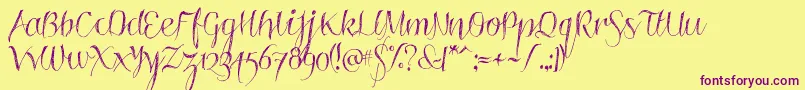 Roskrift Font – Purple Fonts on Yellow Background