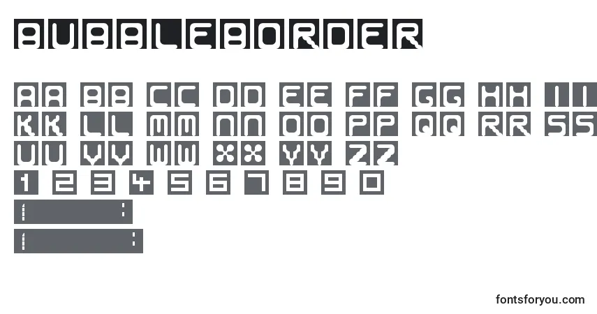 A fonte Bubbleborder – alfabeto, números, caracteres especiais