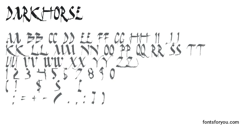 Schriftart DarkHorse – Alphabet, Zahlen, spezielle Symbole