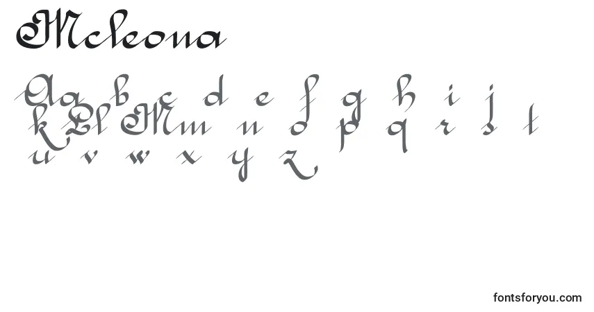 Czcionka Mcleona – alfabet, cyfry, specjalne znaki
