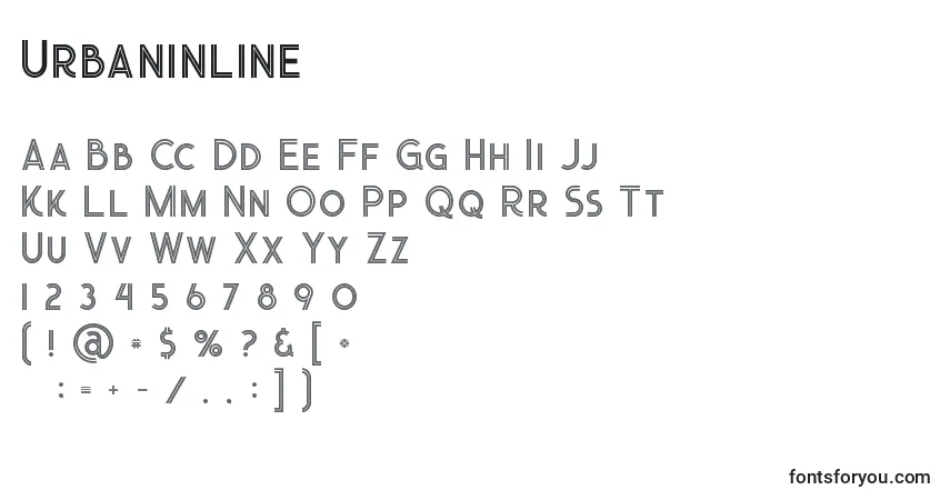 Шрифт Urbaninline (75692) – алфавит, цифры, специальные символы