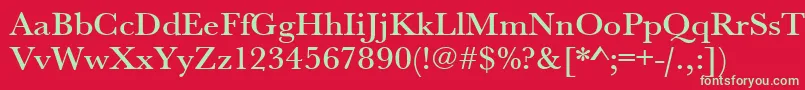 フォントUrwbaskertmedwid – 赤い背景に緑の文字