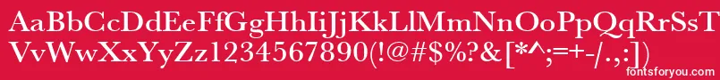 Urwbaskertmedwid-Schriftart – Weiße Schriften auf rotem Hintergrund