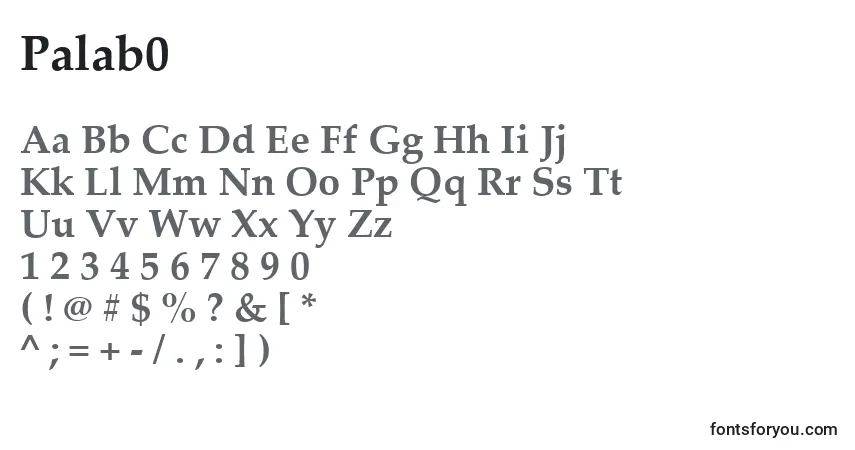 Palab0フォント–アルファベット、数字、特殊文字