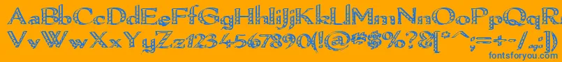 フォントPamelori – オレンジの背景に青い文字