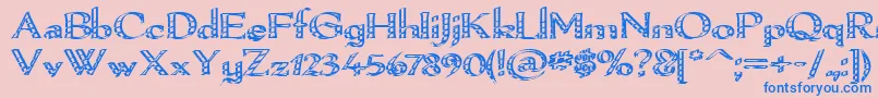 フォントPamelori – ピンクの背景に青い文字