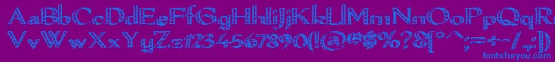 Pamelori-Schriftart – Blaue Schriften auf violettem Hintergrund