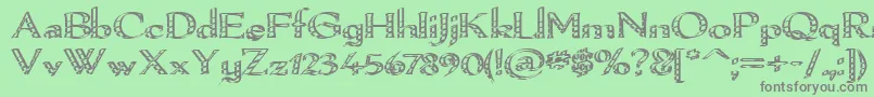 フォントPamelori – 緑の背景に灰色の文字