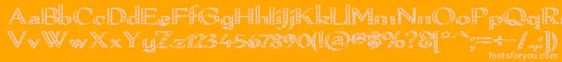 Pamelori-Schriftart – Rosa Schriften auf orangefarbenem Hintergrund