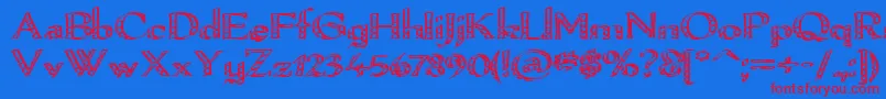 Pamelori-Schriftart – Rote Schriften auf blauem Hintergrund