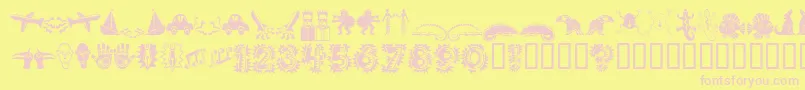 Popticsoneextras-fontti – vaaleanpunaiset fontit keltaisella taustalla