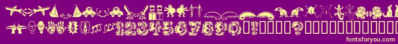 Popticsoneextras Font – Yellow Fonts on Purple Background