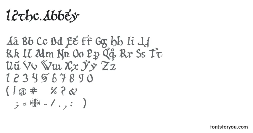 A fonte 12thc.Abbey – alfabeto, números, caracteres especiais