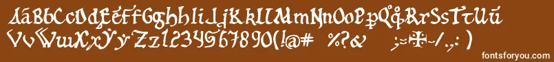 フォント12thc.Abbey – 茶色の背景に白い文字