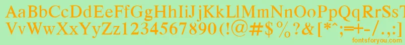 フォントRespepla – オレンジの文字が緑の背景にあります。